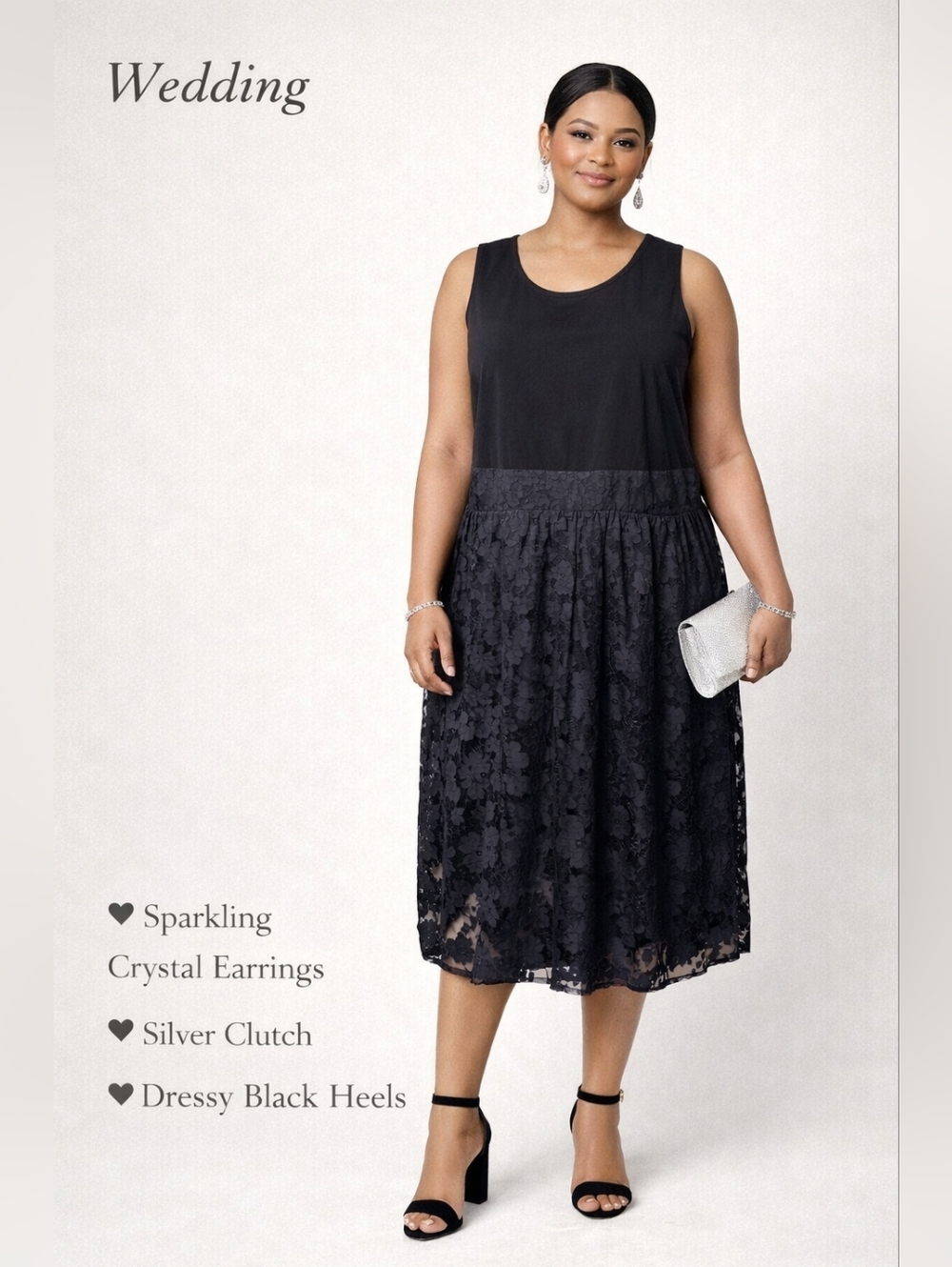 Jessica Howard Plus Size 22W Black Lace Wedding Guest Cocktail Midi Dress